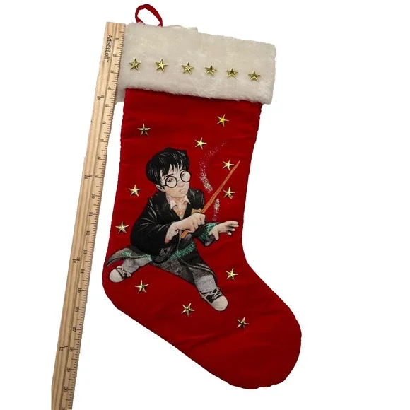 Harry Potter Christmas Stocking Wizard Theme Red & White - Picture 3 of 3
